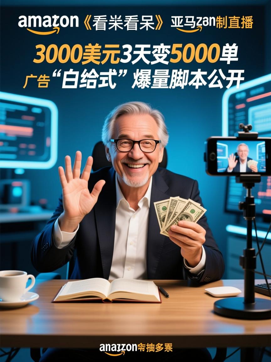 老外看呆!3000美元3天变5000单,亚马逊直播广告‘白给式’爆量脚本公开
