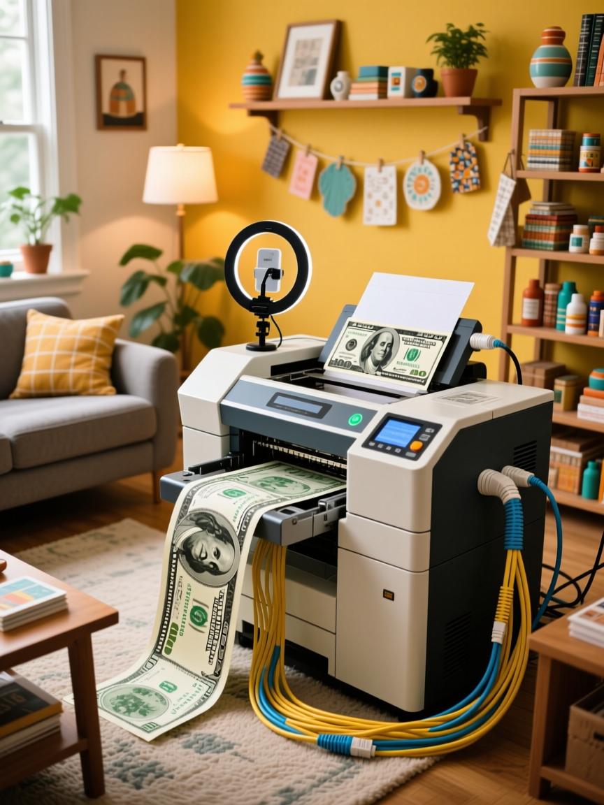 客厅里的美金印钞机，一条网线养十个Etsy直播店