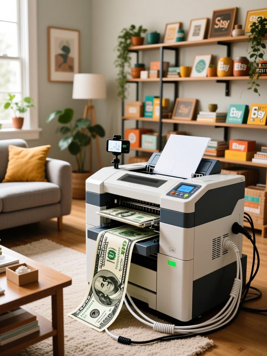 客厅里的美金印钞机,一条网线养十个Etsy直播店