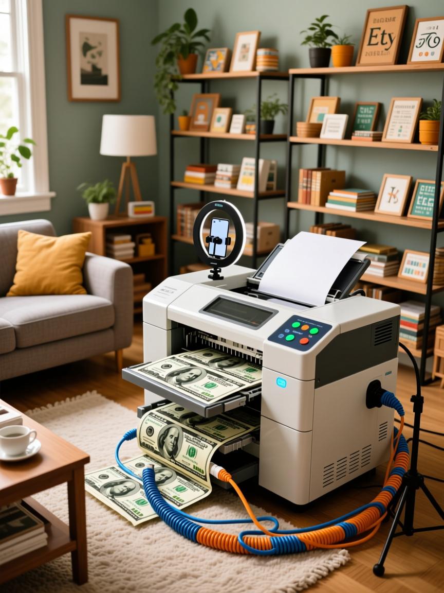 客厅里的美金印钞机,一条网线养十个Etsy直播店