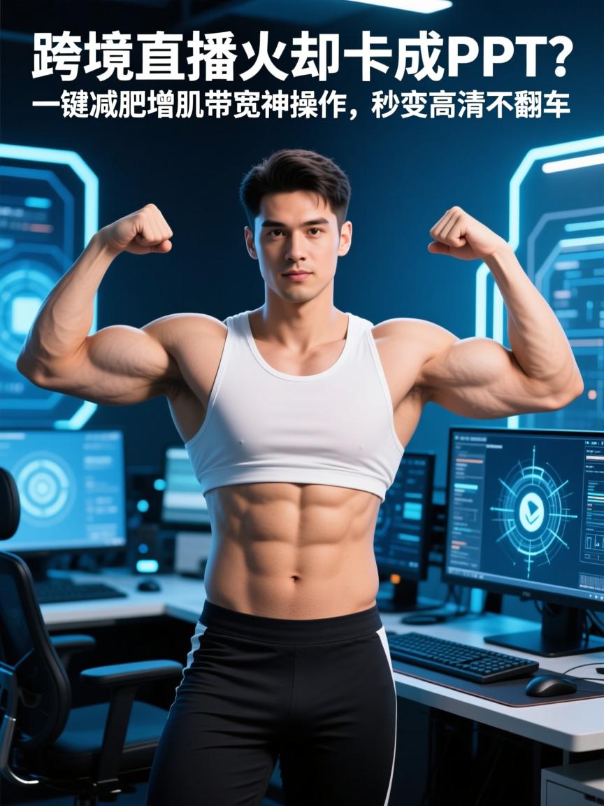 跨境直播爆火却卡成PPT?一键减肥增肌带宽神操作,秒变高清不翻车