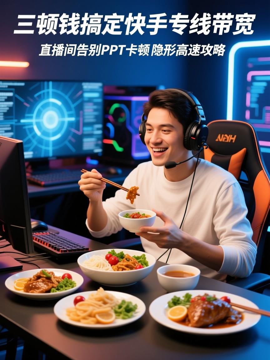 三顿饭钱搞定快手专线带宽,直播间告别PPT卡顿的隐形高速攻略