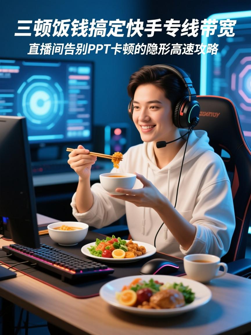 三顿饭钱搞定快手专线带宽,直播间告别PPT卡顿的隐形高速攻略
