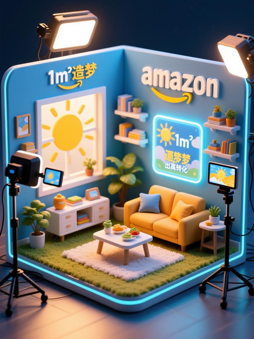 1㎡造梦,加州阳光亚马逊直播间,小布景炸出高转化