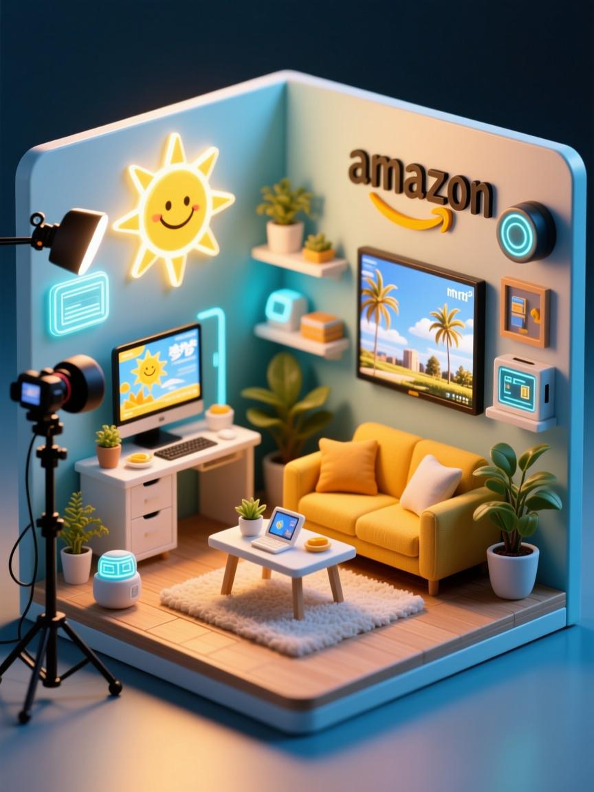 1㎡造梦,加州阳光亚马逊直播间,小布景炸出高转化