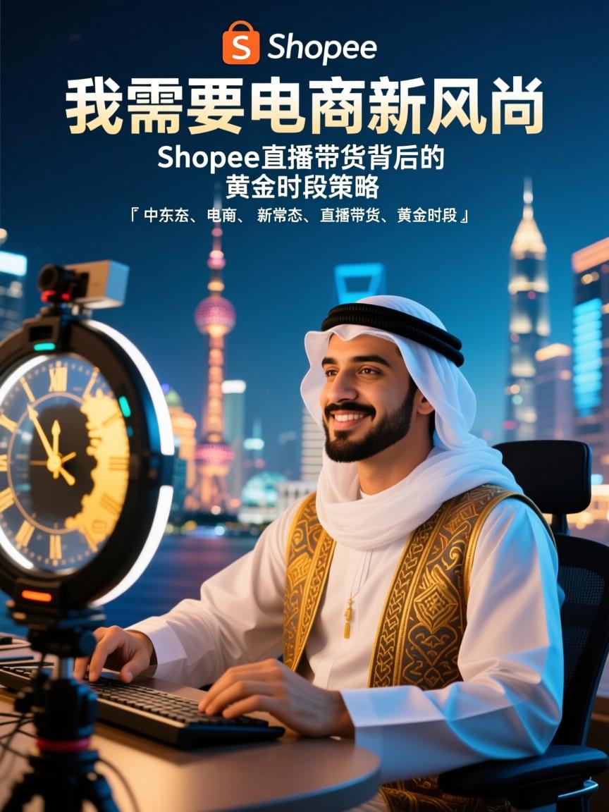 好，我需要帮用户生成一个标题，主题是关于中东电商新风尚，特别是Shopee直播带货的黄金时段。我先把这几个关键词整理一下，中东、电商、新常态、Shopee、直播带货、黄金时段。接下来，我得把这些元素有条理地组合起来，既要准确又要吸引眼球。可能可以先强调中东电商新常态，这样立刻突出地域和行业特点，然后加上具体的形式，比如Shopee直播带货背后的黄金时段策略。这样不仅包含了品牌，还点出了核心内容，让读者一目了然。，中东电商新常态，Shopee直播带货背后的黄金时段策略