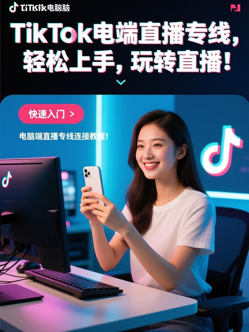 要简洁明了，吸引人点击。首先，TikTok电脑端直播专线连接教程已经很直接，接下来的部分要突出轻松学习和直播的乐趣。可能需要用一些激励性的词语，比如快速入门或者轻松掌握，再加上玩转直播来传达成功和乐趣。，综合考虑，我会组合这两个部分，形成一个吸引人的标题，同时传达教程的实用性和易用性。比如，TikTok电脑端直播专线连接教程，轻松上手，玩转直播！这样直接明了，涵盖了教程的内容和优势。，TikTok电脑端直播专线连接教程，轻松上手，玩转直播！