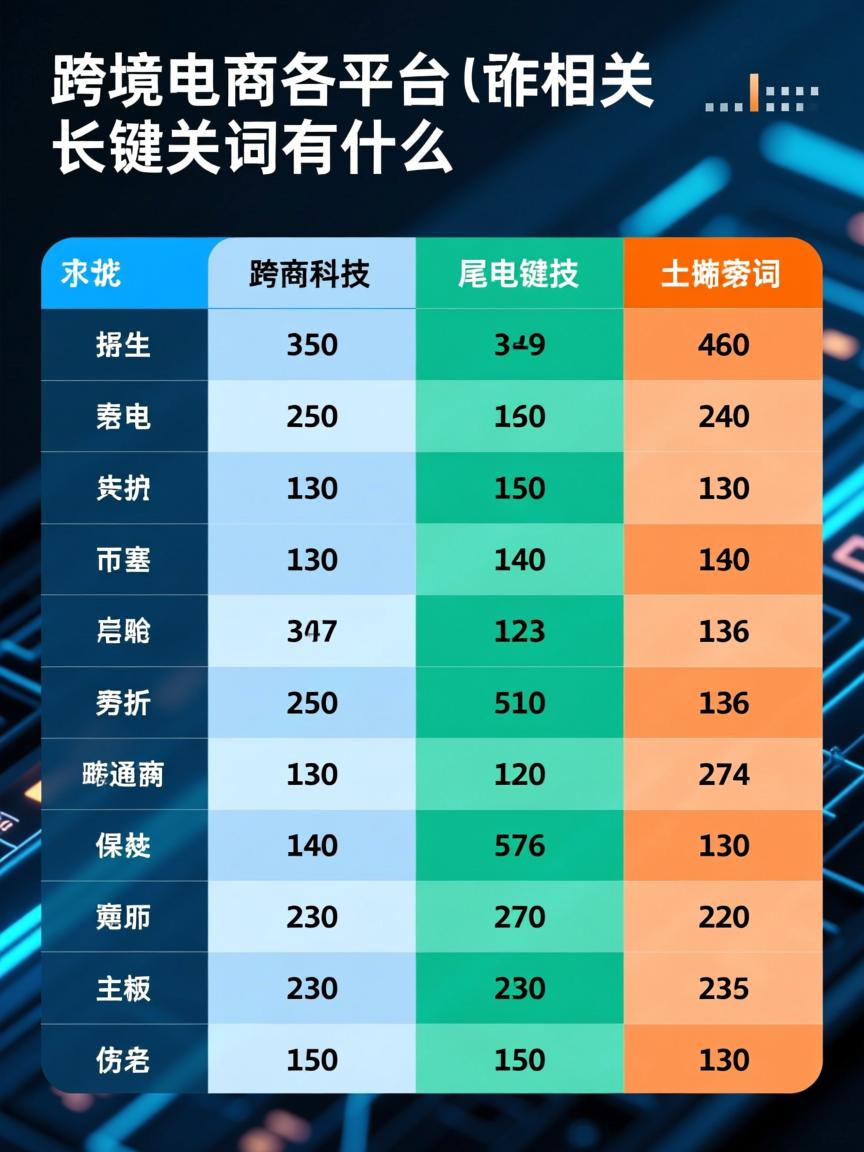 跨境电商各平台对比表格的相关长尾关键词有什么