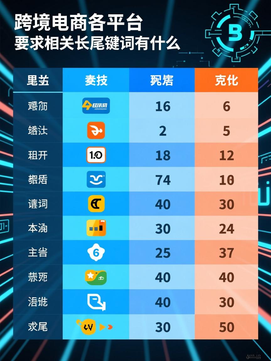 跨境电商各平台对比表格的相关长尾关键词有什么